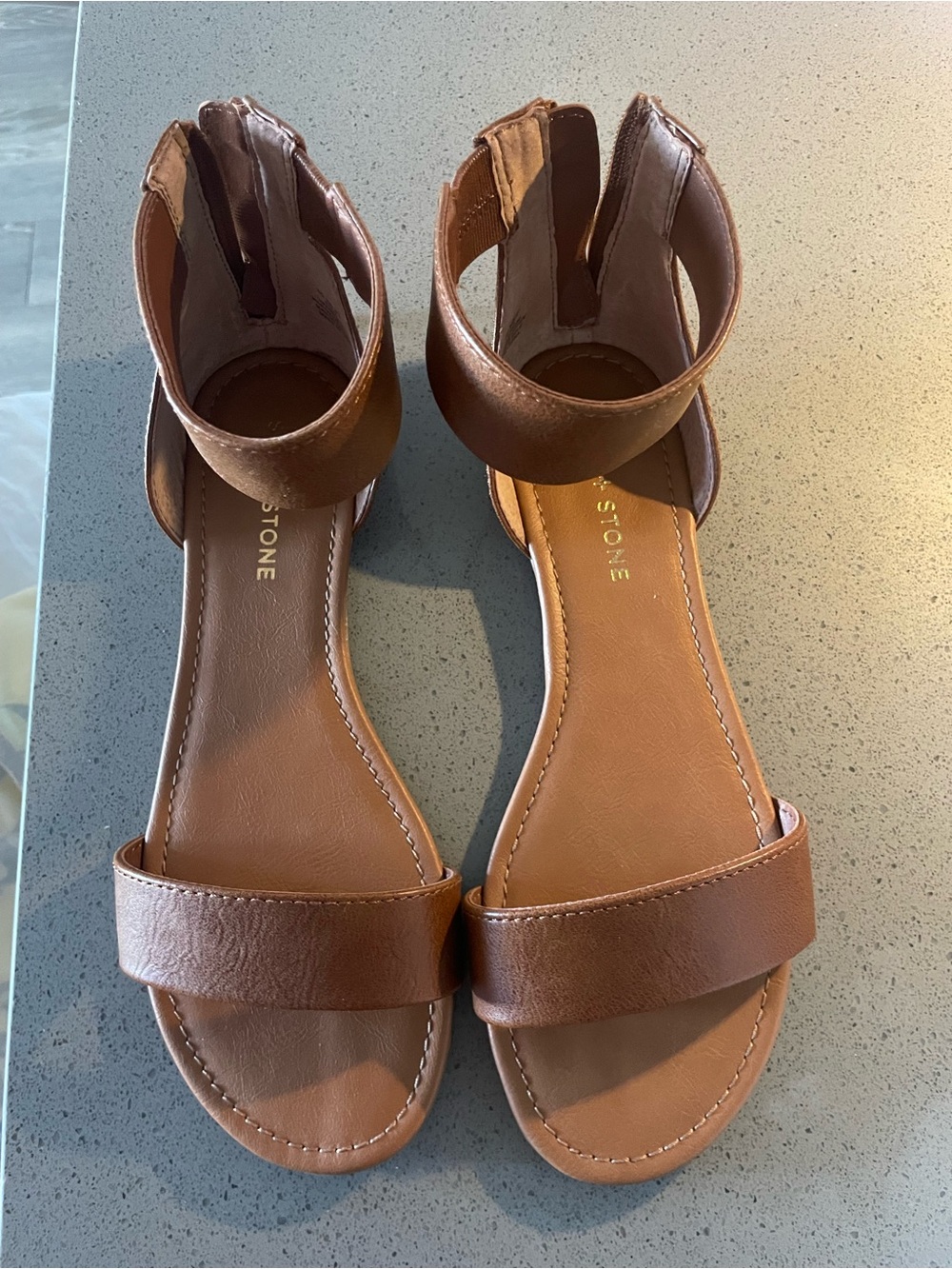 Brown Ankle-Strap Flat Sandals - Picture 3 of 4